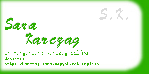 sara karczag business card